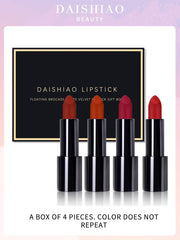 Shein - 4Pcs/Set Matte Velvet Lipstick Waterproof Long Lasting Moisturizing Cosmetic Solid Lip Balm