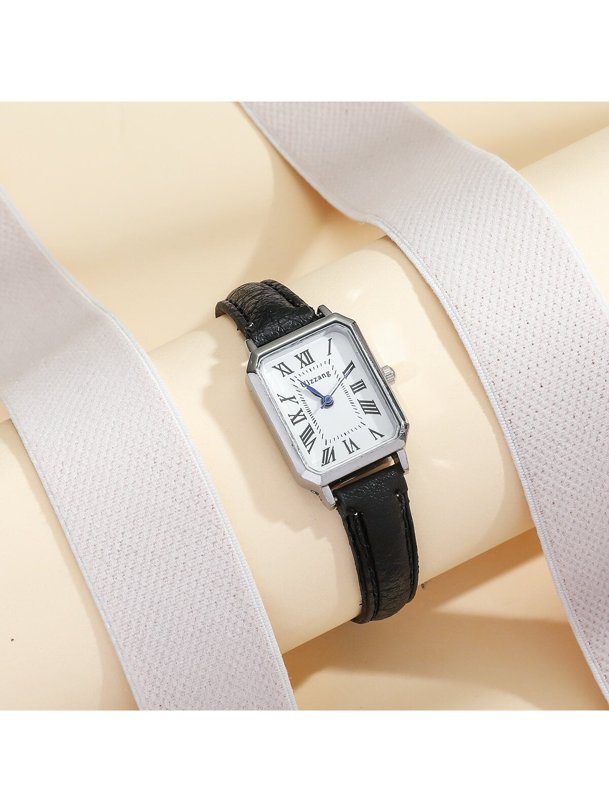 Shein - Minimalist Rectangular Faux Leather Strap Watch