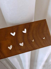 Shein - 3pairs/set Fashionable Simple Delicate Heart Shape Rhinestone Decor Women's Stud Earrings