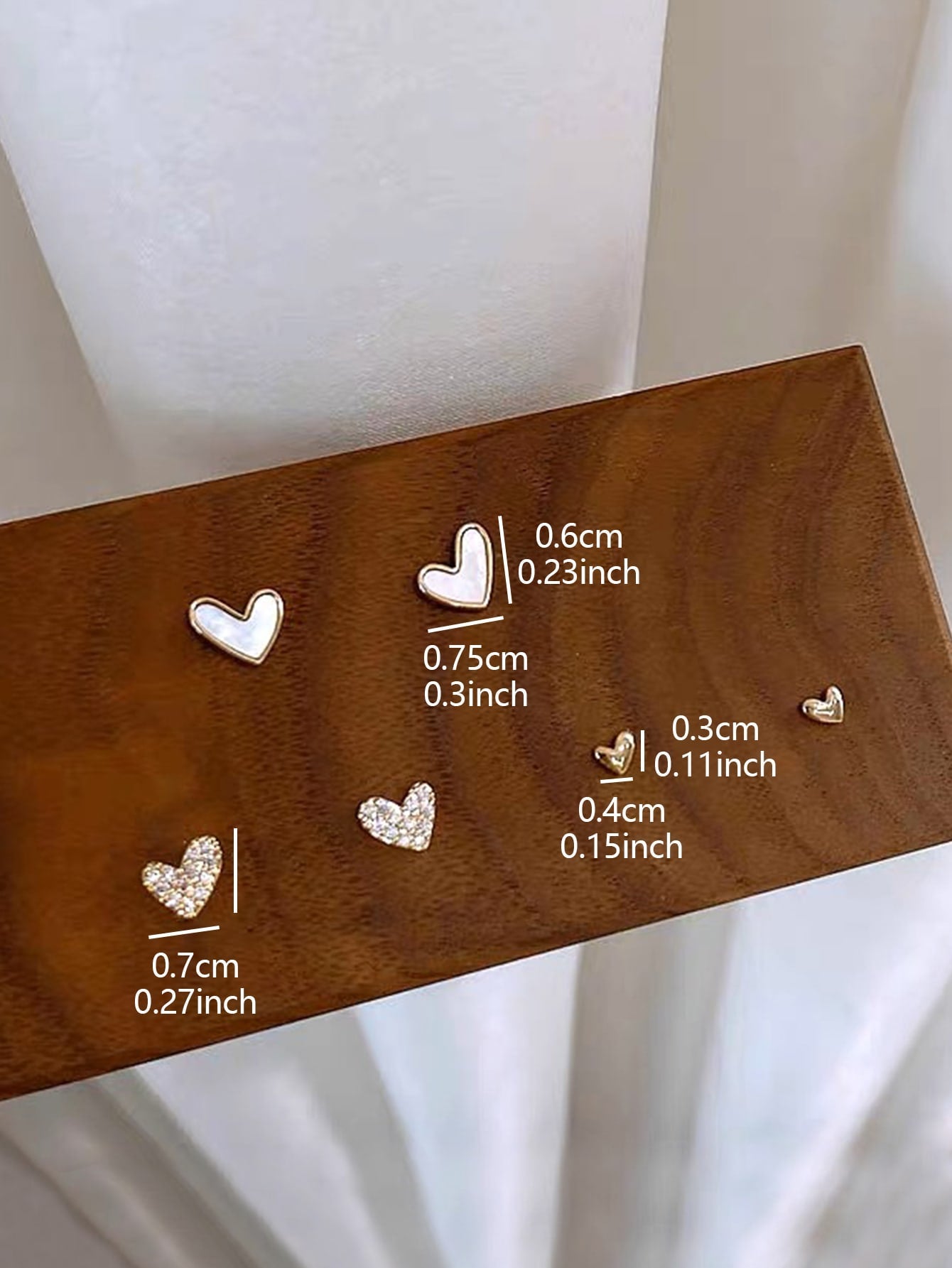 Shein - 3pairs/set Fashionable Simple Delicate Heart Shape Rhinestone Decor Women's Stud Earrings