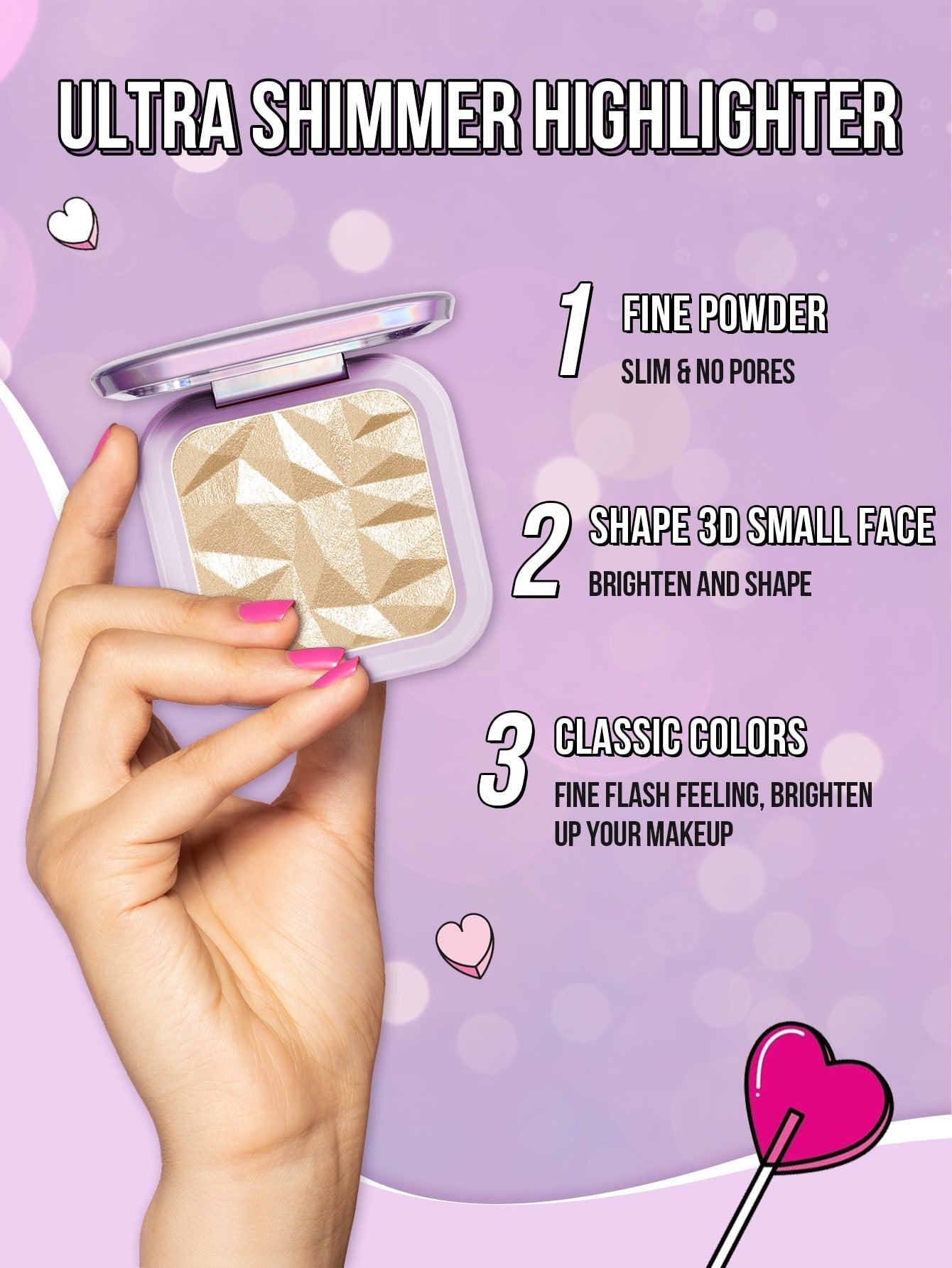 Shein - Missiyn Ultra Shimmer Highlighter, Brighten,Makeup Shimmer Illuminate Cosmetic, Silver Glitter Highlighter, Face Illuminator Highlighter, Shimmer, Lightweight, Professional Natural Glow - Gold