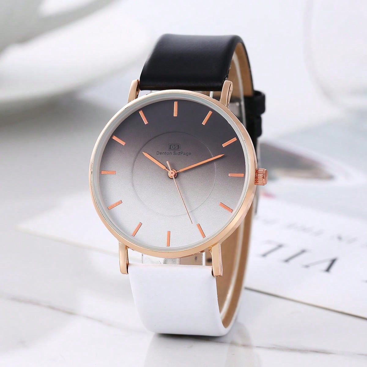 Shein - Women'S Simple Ds Dual Color 12 Roman Numeral Studs Wristwatch