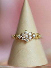 Shein - 1pc Sterling S925 Silver Simple Vintage Retro Elegant Fashion Snowflake  Plated With 24K Gold Tiny Finger Ring For Women Lady Daily Life Party Jewelry Gift