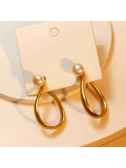 Shein - 1pair European And American Style Matte Gold-plated Metallic Earrings For Women's Daily Wear