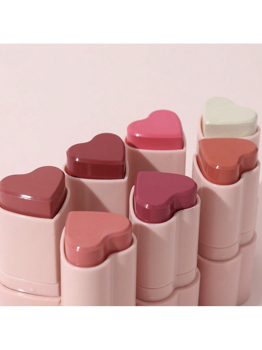 Shein - Heci Beauty Heart-Shaped Blush Stick 3-In-1 Cream Blush Lovely Beautiful Color Pink Natural Rose Gloss Makeup Blush Long-Lasting Lip, Eye And Cheek Blush 1Pc Love Holiday Gifts For Mother, Friends, Women And Girls Y2K