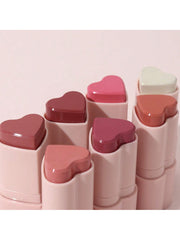 Shein - Heci Beauty Heart-Shaped Blush Stick 3-In-1 Cream Blush Lovely Beautiful Color Pink Natural Rose Gloss Makeup Blush Long-Lasting Lip, Eye And Cheek Blush 1Pc Love Holiday Gifts For Mother, Friends, Women And Girls Y2K