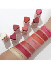 Shein - Heci Beauty Heart-Shaped Blush Stick 3-In-1 Cream Blush Lovely Beautiful Color Pink Natural Rose Gloss Makeup Blush Long-Lasting Lip, Eye And Cheek Blush 1Pc Love Holiday Gifts For Mother, Friends, Women And Girls Y2K