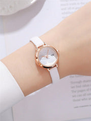 Shein - Minimalist Style Small Pu Leather Strap Watch For Women Students