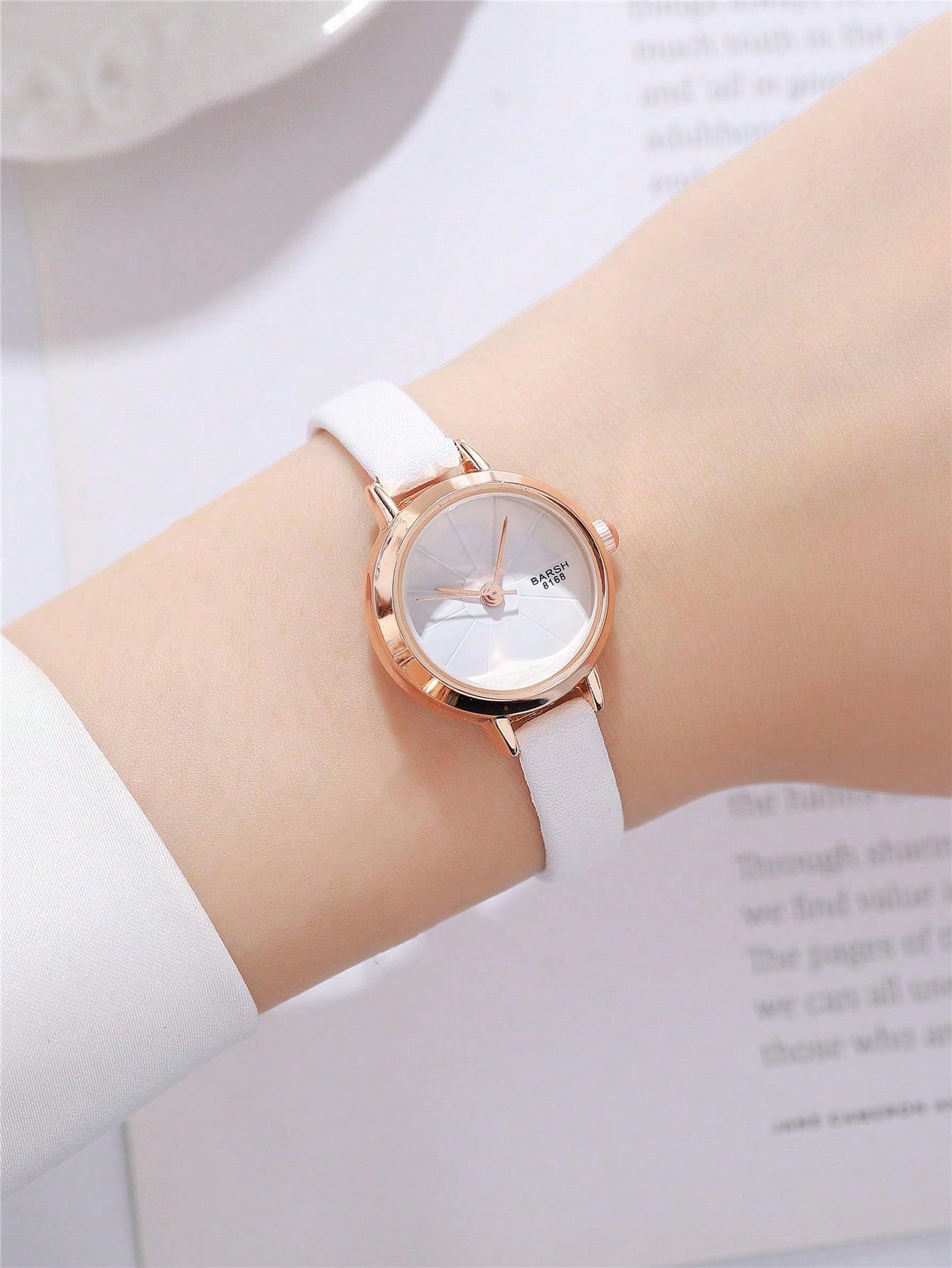 Shein - Minimalist Style Small Pu Leather Strap Watch For Women Students