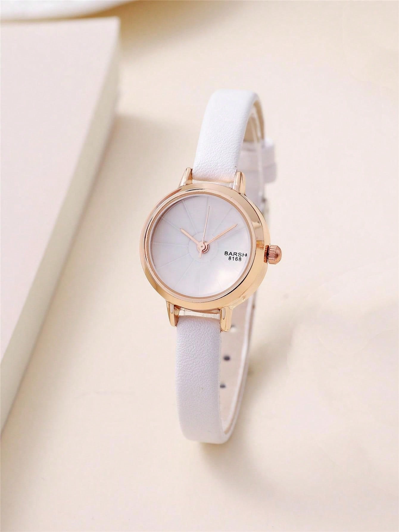 Shein - Minimalist Style Small Pu Leather Strap Watch For Women Students
