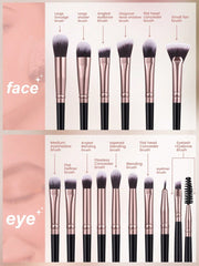 Shein - 15pcs makeup brush sets Premium Synthetic hair Eyeshadow Blending brush sets cosmetics tools for face and eyes Black Friday