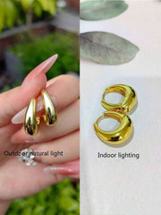 Shein Simple, multi-faceted and multi-use metallic hoop earrings, teardrop & oval, one pair