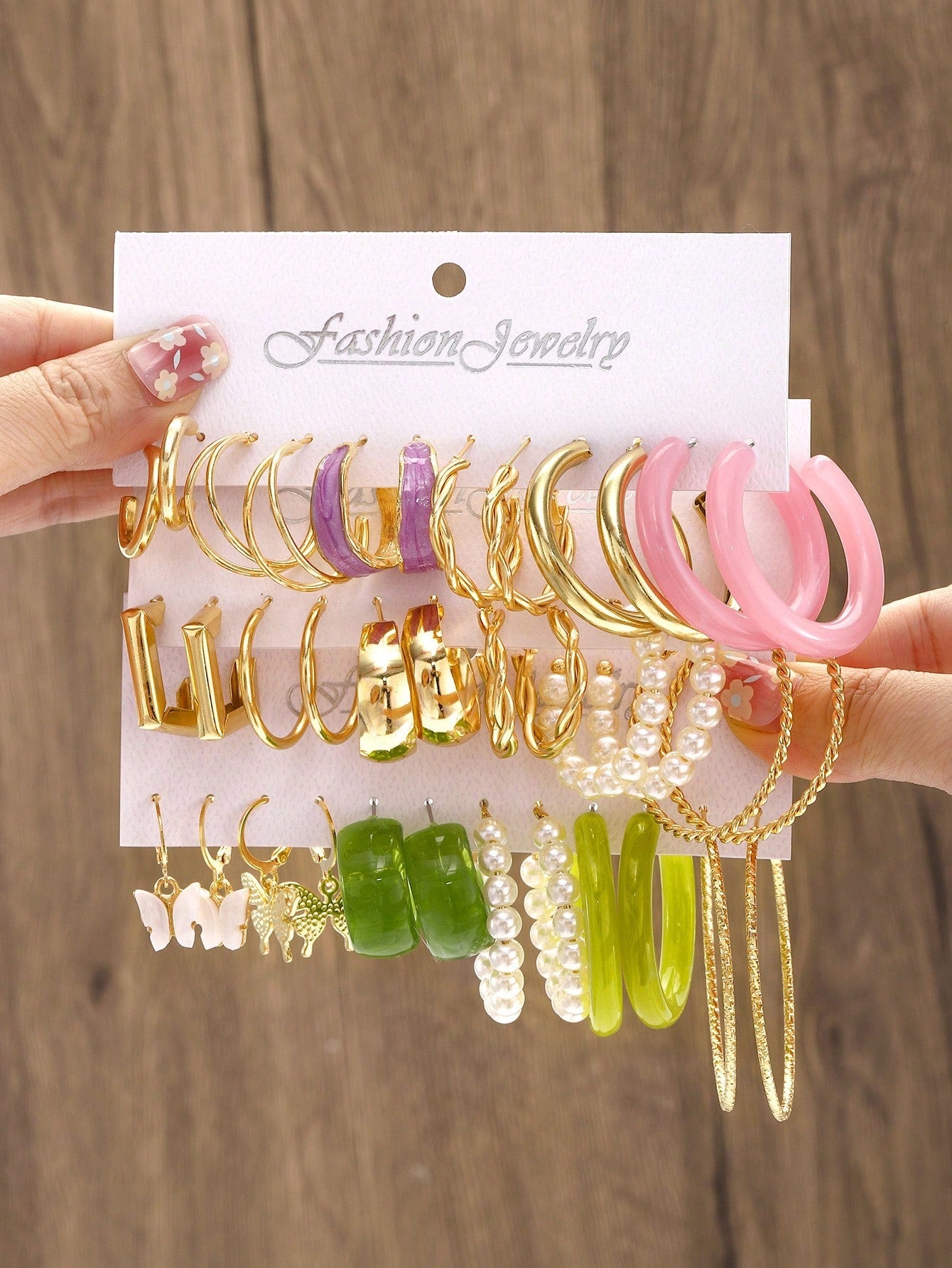 Shein - 18pairs/set Faux Pearl Decor Hoop Earrings