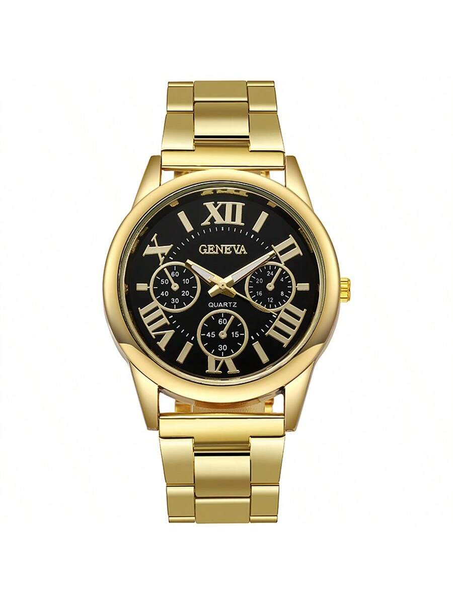 Shein - 2PCS Fashion Couple Set Watches Luxury Men Women Business Casual  Quartz Watch Simple  Wristwatch  Stainless Steel Strap Lover's Watch Gifts
