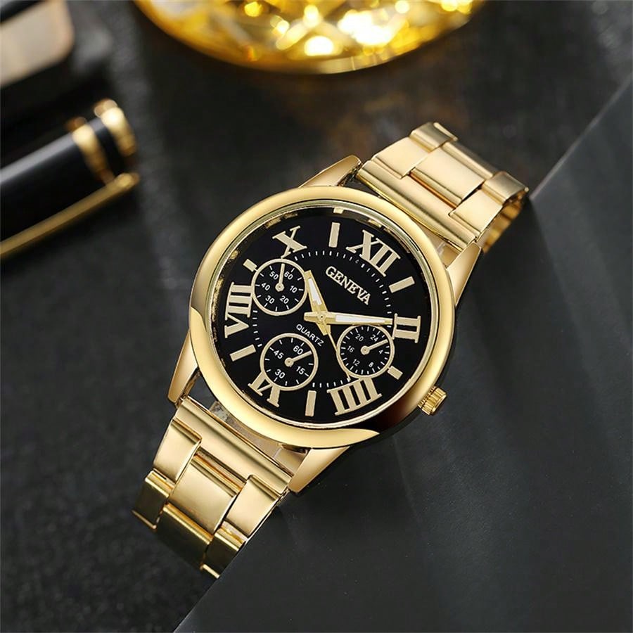Shein - 2PCS Fashion Couple Set Watches Luxury Men Women Business Casual  Quartz Watch Simple  Wristwatch  Stainless Steel Strap Lover's Watch Gifts