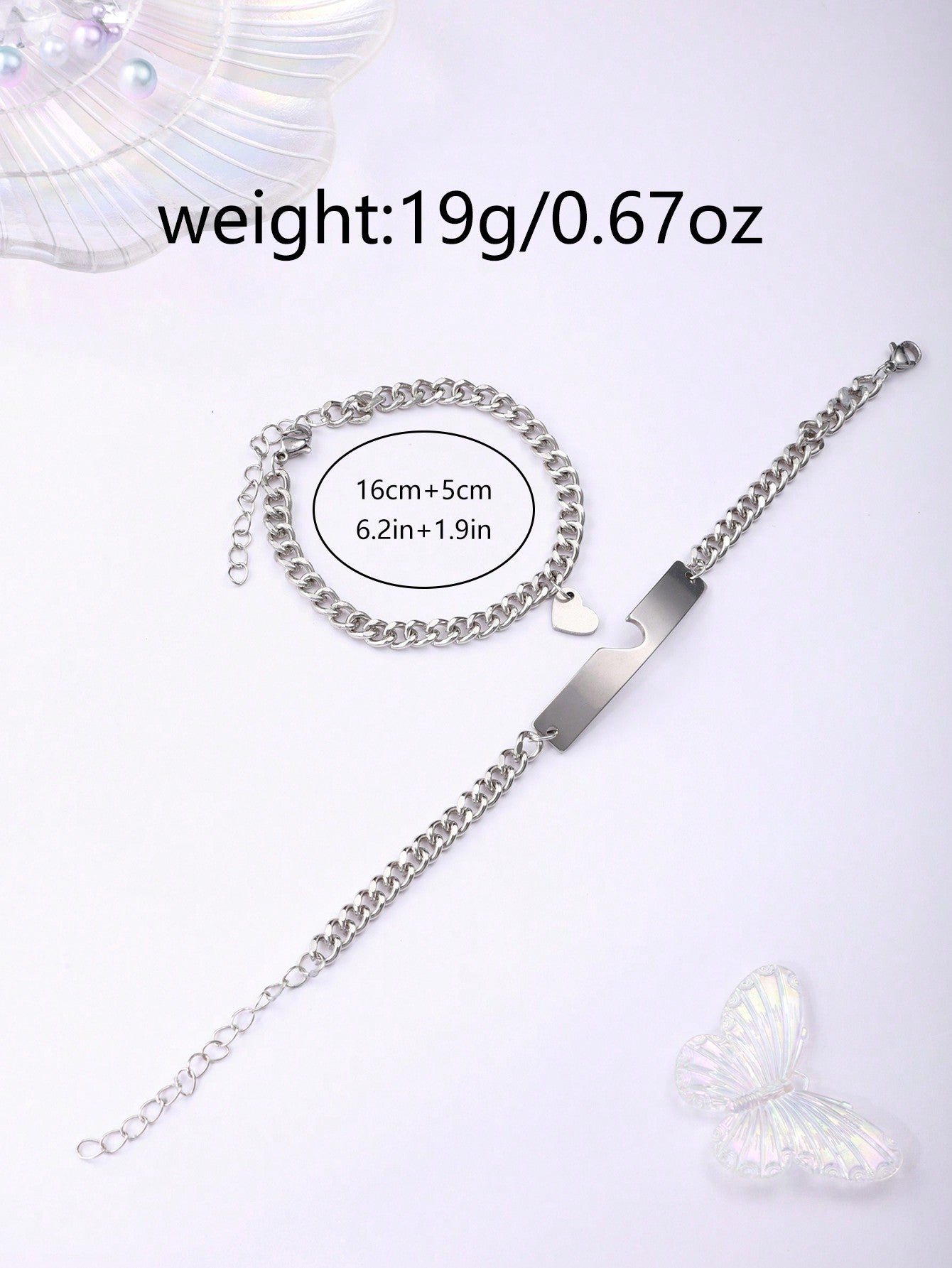 Shein - 2pcs/set Couple's Silver Stainless Steel Quartz Watches With Trendy Design, And 2pcs/set Matching Heart-shaped Silver Bracelets