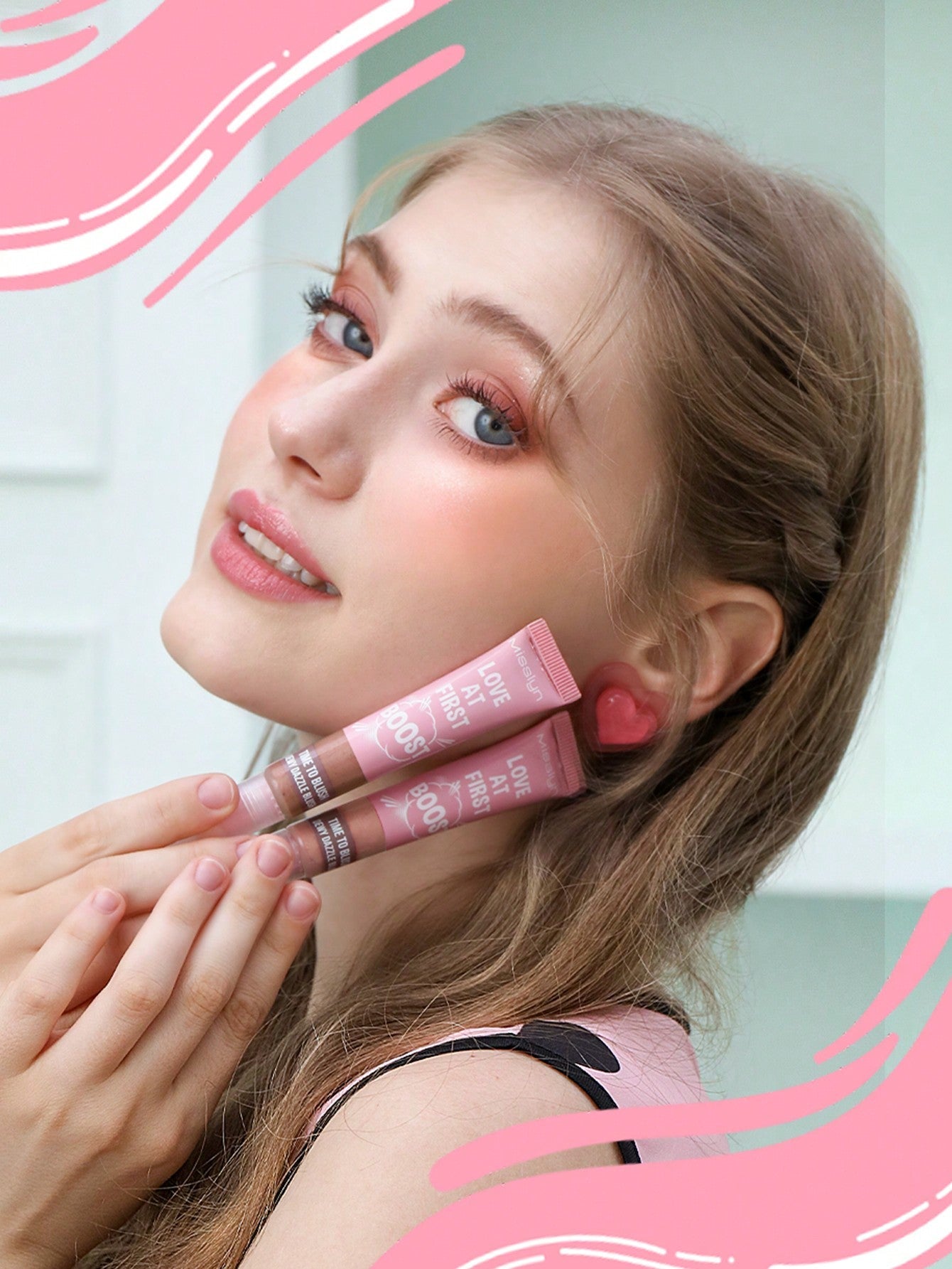 Shein - Missiyn Love At First Boost! Time To Blush Dewy Dazzle Blush, Cushion Tips Liquid Blush, Buildable & Blendable, Sheer Colors, Natural-Looking Finish, Skin Loving Formula, Enriched With Moisturing Ingredients, Brighten And Soften Skin