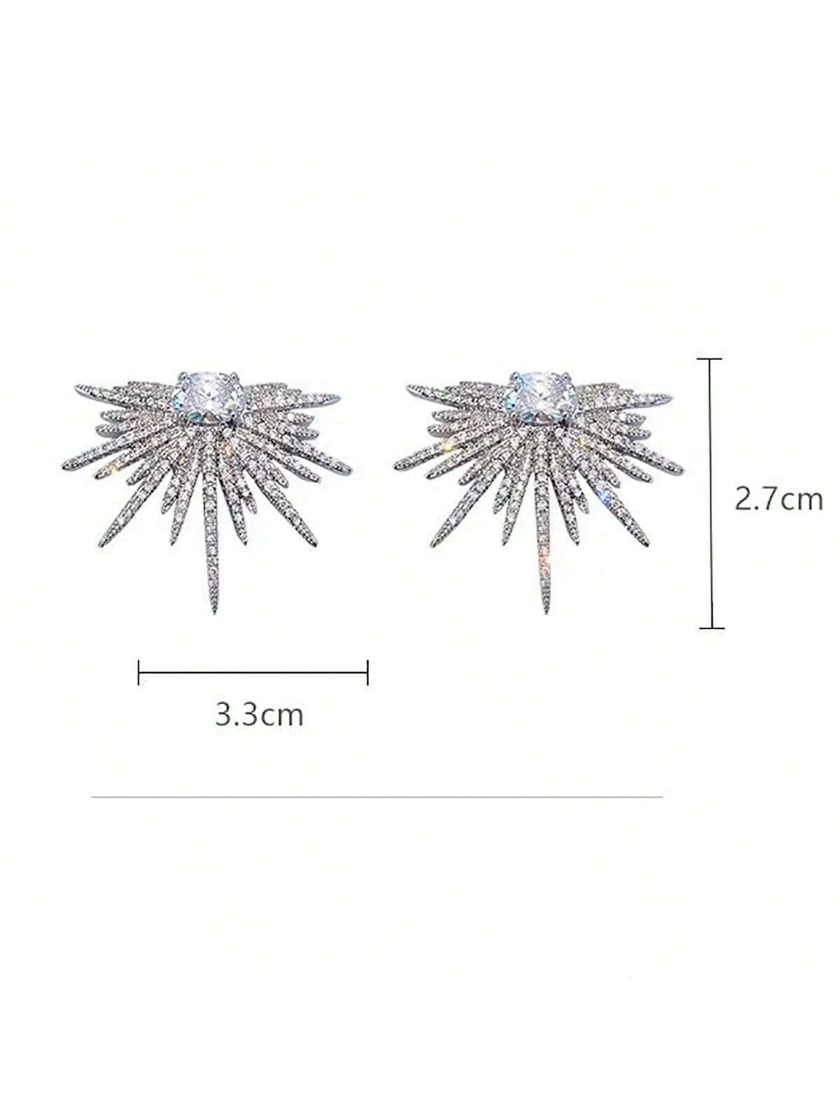 Shein - 1pair Exaggerated Shiny Star Shaped Rhinestone Earrings