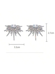 Shein - 1pair Exaggerated Shiny Star Shaped Rhinestone Earrings