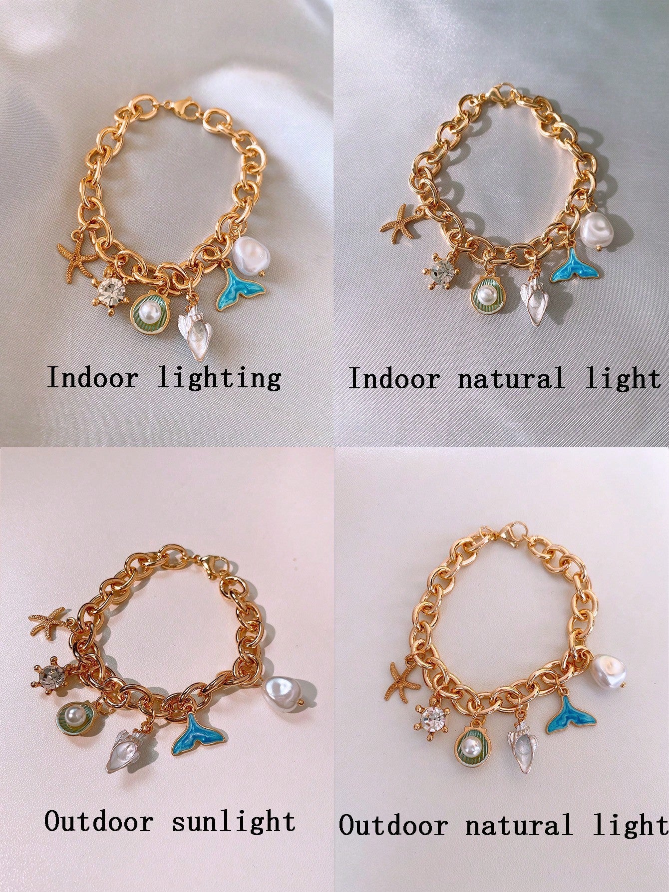 Shein - Starfish & Fish Tail Charm Bracelet