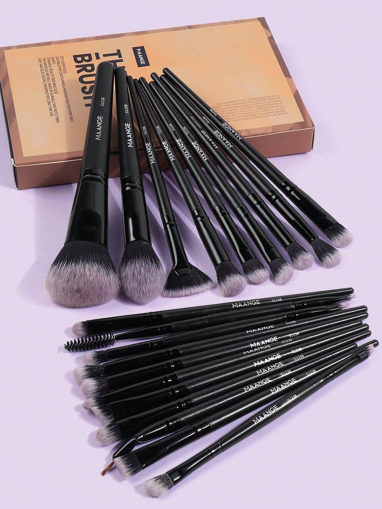 Shein - MAANGE 20pcs Professional Makeup Brush Set With Carrying Case,Makeup Tools With Soft Fiber For Easy Carrying,Foundation Brush,Eye Shadow Brush,Smudge Brush,Eyebrow Brush,Brush Set For Travel