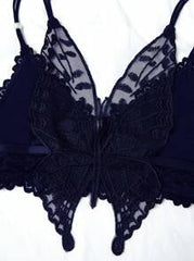 Shein - Pink lace underwear set with butterfly decoration