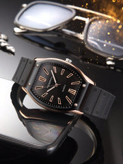 Shein - Minimalist Fashion Student'S Unisex Quartz Watch With Silicone Strap