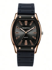 Shein - Minimalist Fashion Student'S Unisex Quartz Watch With Silicone Strap