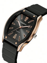 Shein - Minimalist Fashion Student'S Unisex Quartz Watch With Silicone Strap