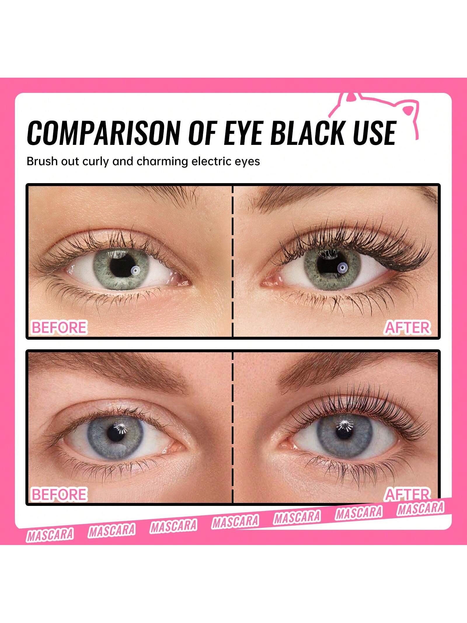 Shein - Cute Cat Head Shaped Mascara Curling & Long Lasting 10G