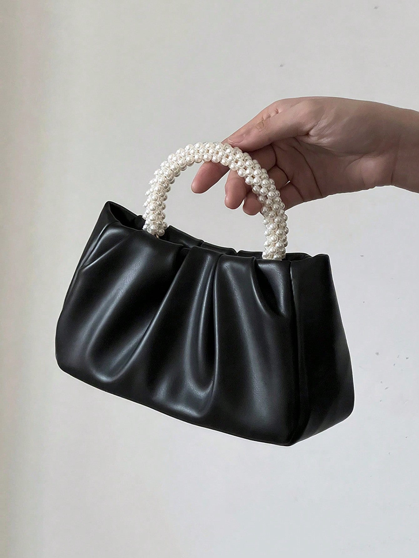 Shein - Argyle Princess Faux Pearl & Rhinestone Pearl Chain & Decor Faux Pearl Handle Cloud-Shaped Shoulder Bag