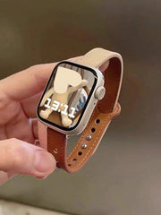 Shein - 1Pc Brown & Apricot Splice Watch Band Compatible With Apple Watch 9/8/7/6/5/4/3/2/1Se Ultra, Double Press Stud Design, Narrow Style, For Women, Soft & Lightweight, Fits Size 38Mm, 40Mm, 41Mm, 42Mm, 44Mm, 45Mm