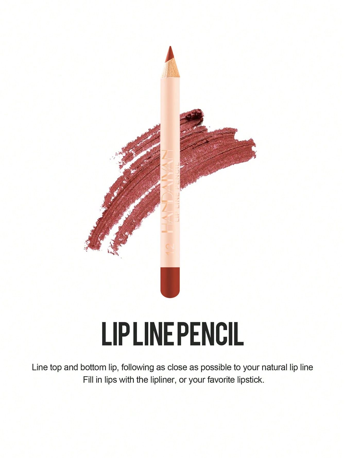 Shein - Matte Lip Liner Kit, 12Pcs/Set Long-Lasting Lip Liner Pencil