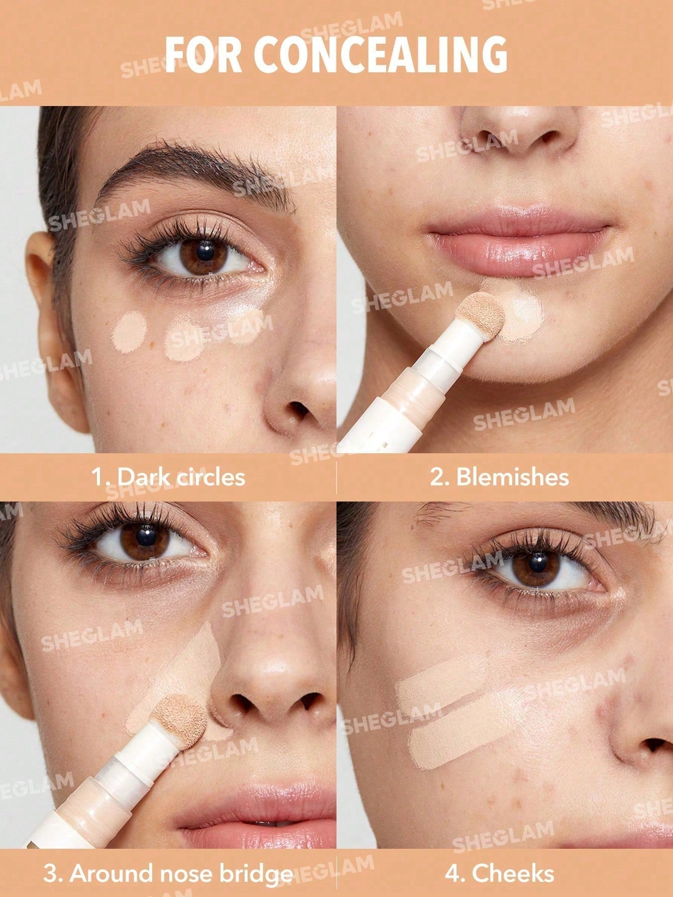 Shein - SHEGLAM Complexion Boost Concealer-Buttercream Sponge-Head Applicator Matte Liquid Concealer