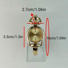 Shein - 1pc Golden Women's Simple Horseshoe Shaped Watch Case, Colorful Dial, Metallic Alloy Watchband, Fashionable Quartz Watch For Daily Wear