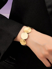 Shein - 1pc Fashionable Gold-Toned Elastic Bracelet