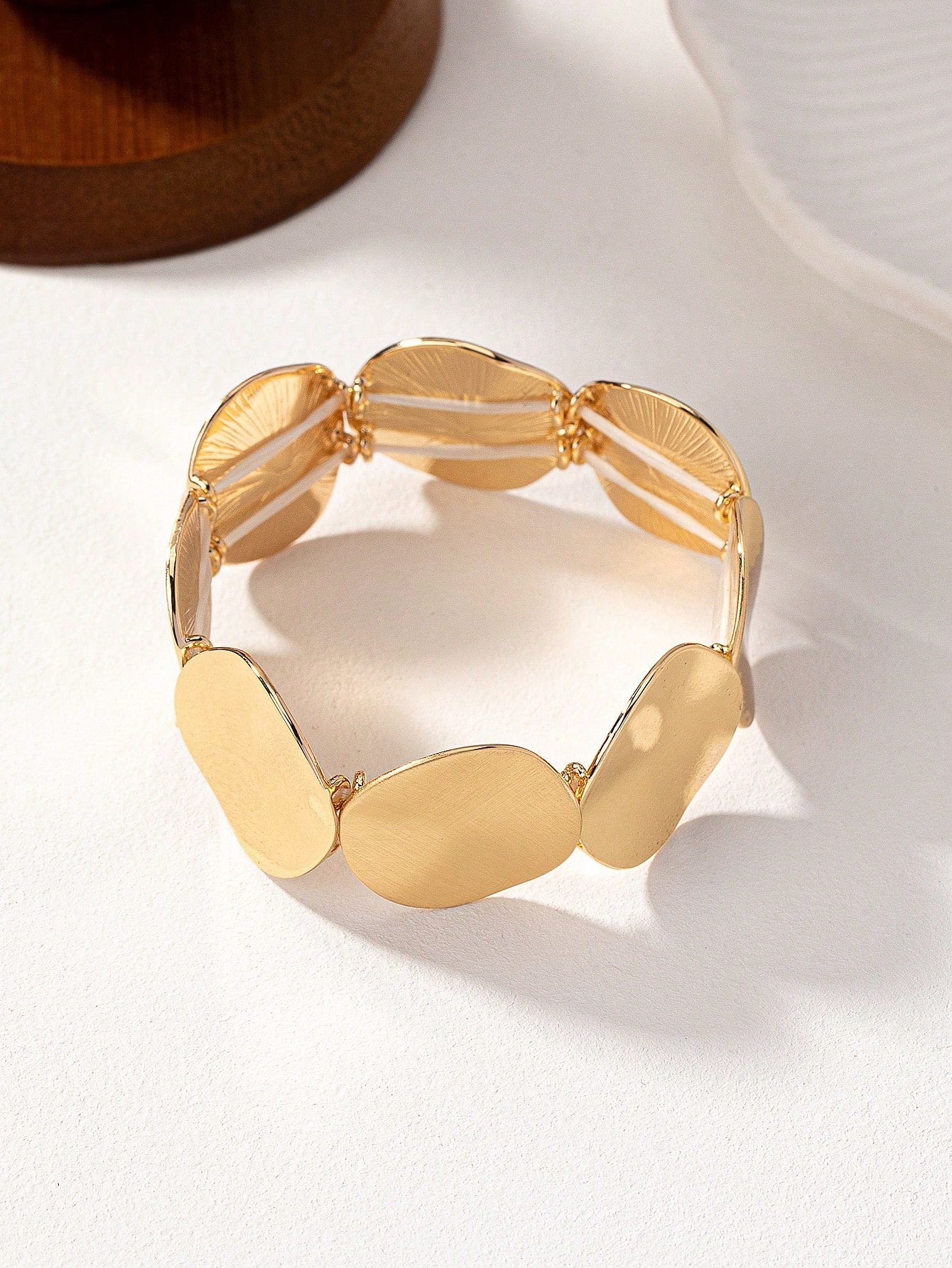 Shein - 1pc Fashionable Gold-Toned Elastic Bracelet