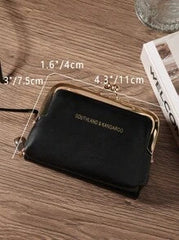 Shein - Black Letter Women Wallets Short Pu Leather Purses Zipper & Hasp Purse