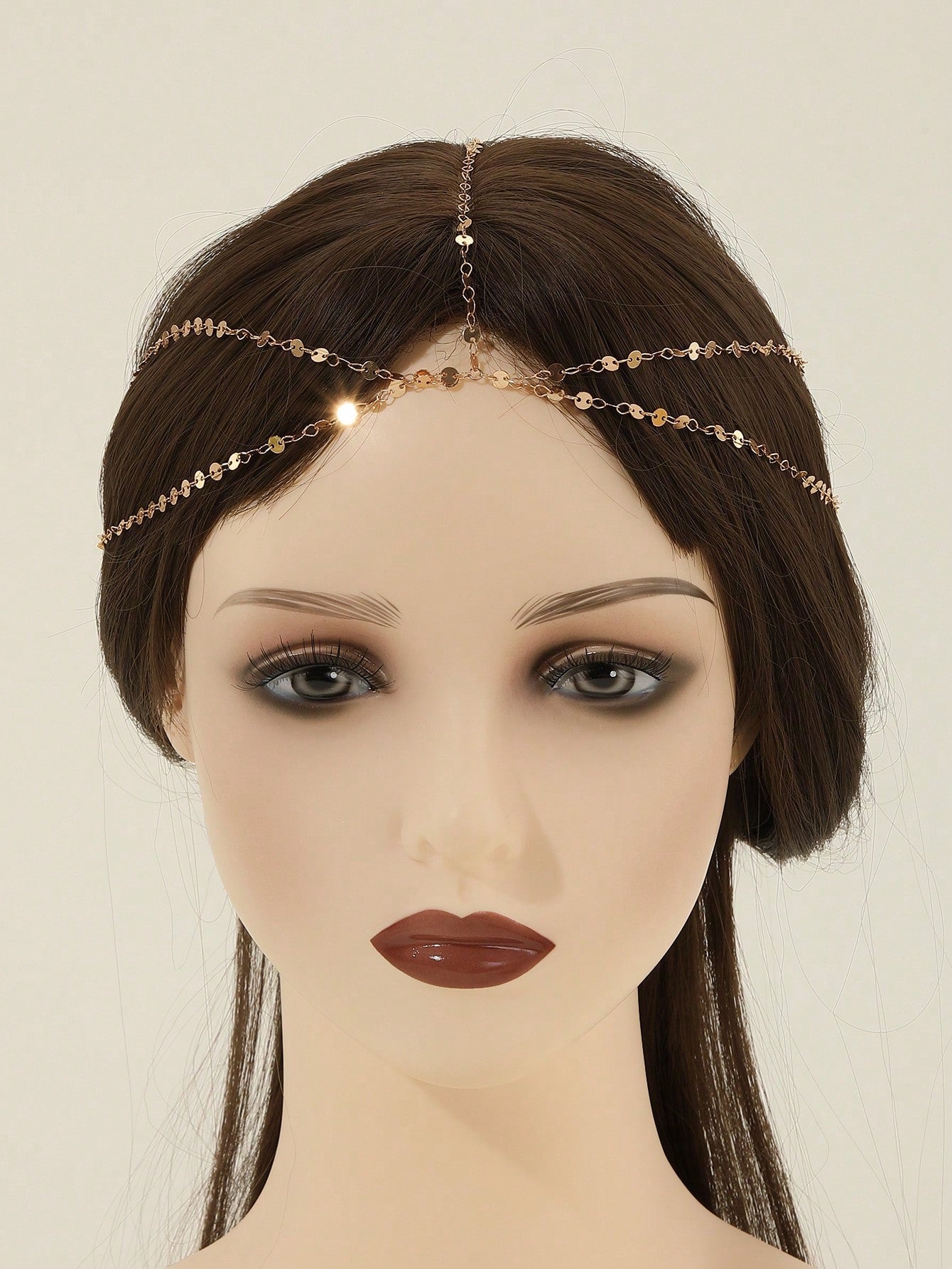 Shein - 1Pcs Boho Head Chain Hairpiece Headband  Hair Jewelry Metal Multilayers Link   Femme