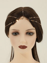 Shein - 1Pcs Boho Head Chain Hairpiece Headband  Hair Jewelry Metal Multilayers Link   Femme