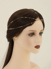 Shein - 1Pcs Boho Head Chain Hairpiece Headband  Hair Jewelry Metal Multilayers Link   Femme