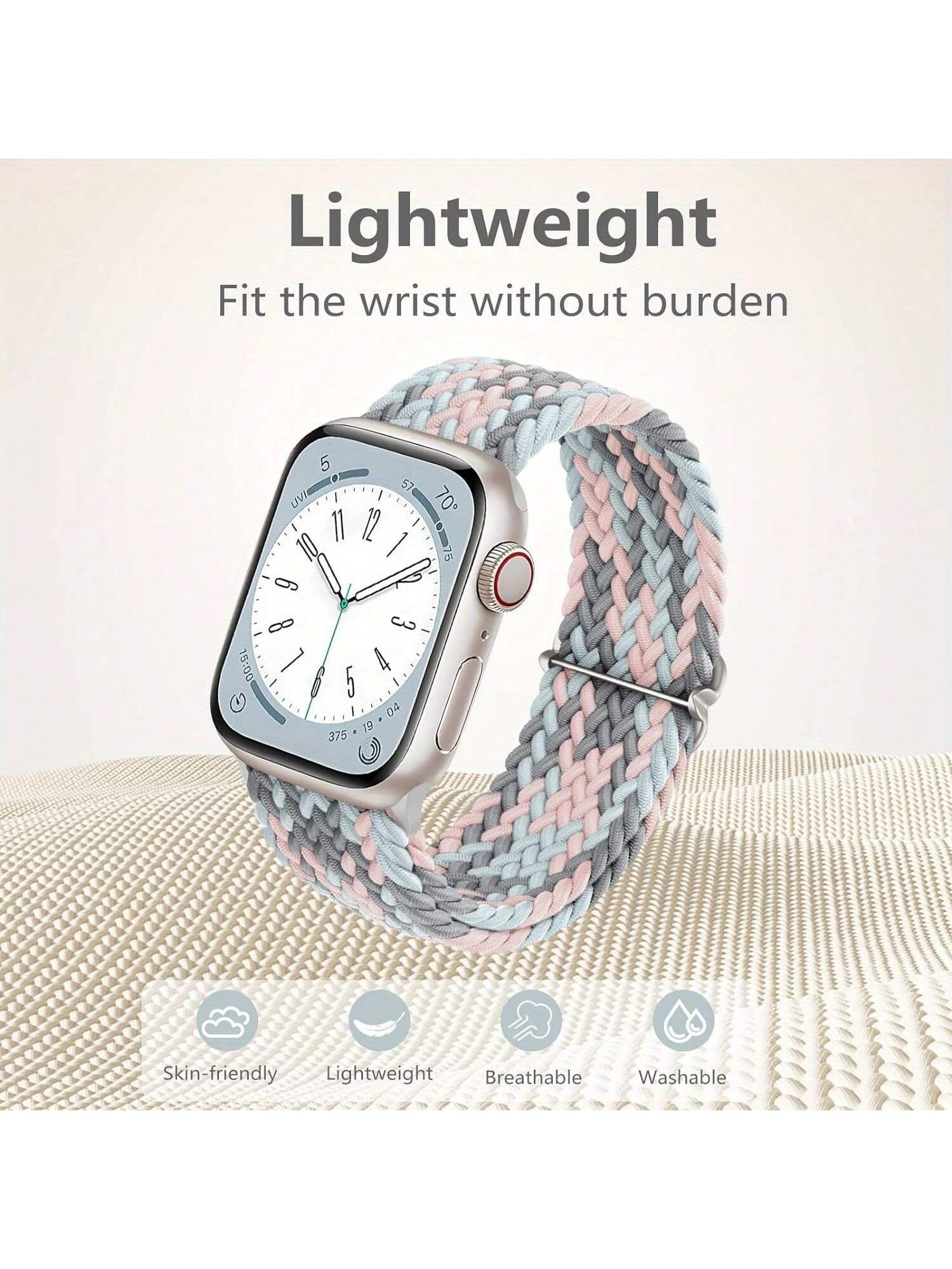 Shein - 4 Packs Braided Solo Loop Compatible With  Band 38Mm 40Mm 41Mm 42Mm 44Mm 45Mm 49Mm Women Men, Adjustable Stretchy Soft Nylon Strap For  9/8/7/6/5/4/3/2/1/Se/Ultra/Ultra 2