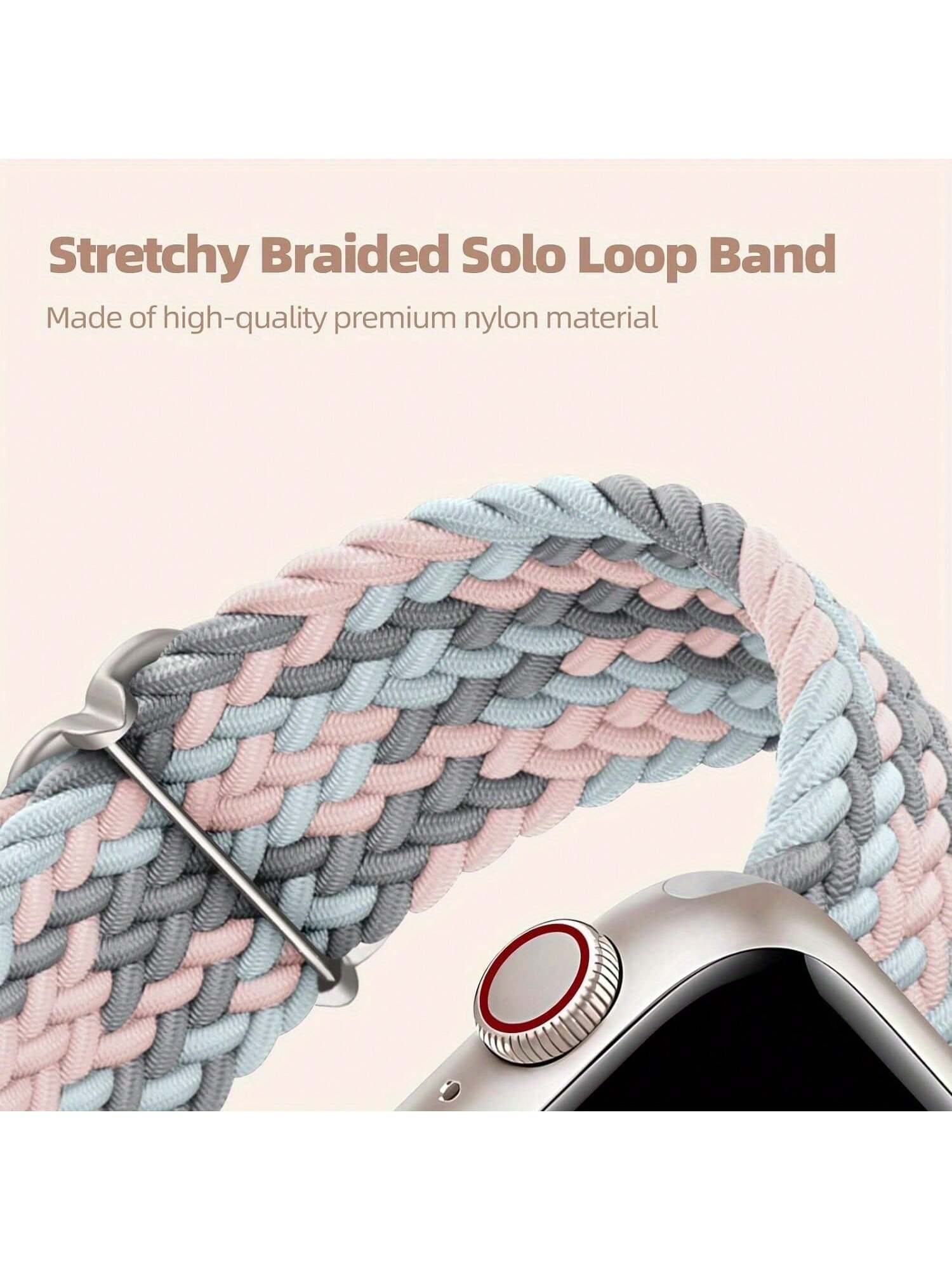 Shein - 4 Packs Braided Solo Loop Compatible With  Band 38Mm 40Mm 41Mm 42Mm 44Mm 45Mm 49Mm Women Men, Adjustable Stretchy Soft Nylon Strap For  9/8/7/6/5/4/3/2/1/Se/Ultra/Ultra 2