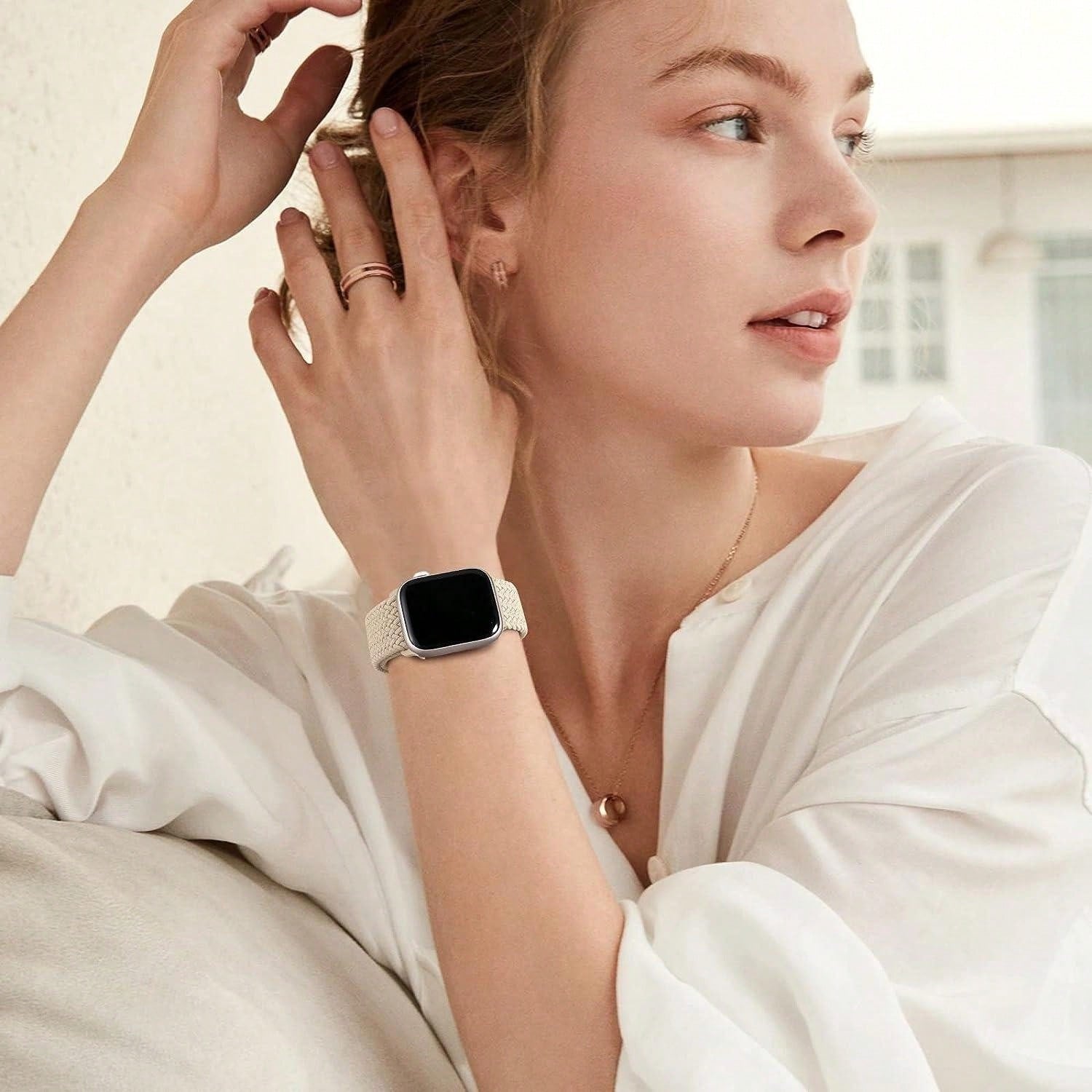 Shein - 4 Packs Braided Solo Loop Compatible With  Band 38Mm 40Mm 41Mm 42Mm 44Mm 45Mm 49Mm Women Men, Adjustable Stretchy Soft Nylon Strap For  9/8/7/6/5/4/3/2/1/Se/Ultra/Ultra 2