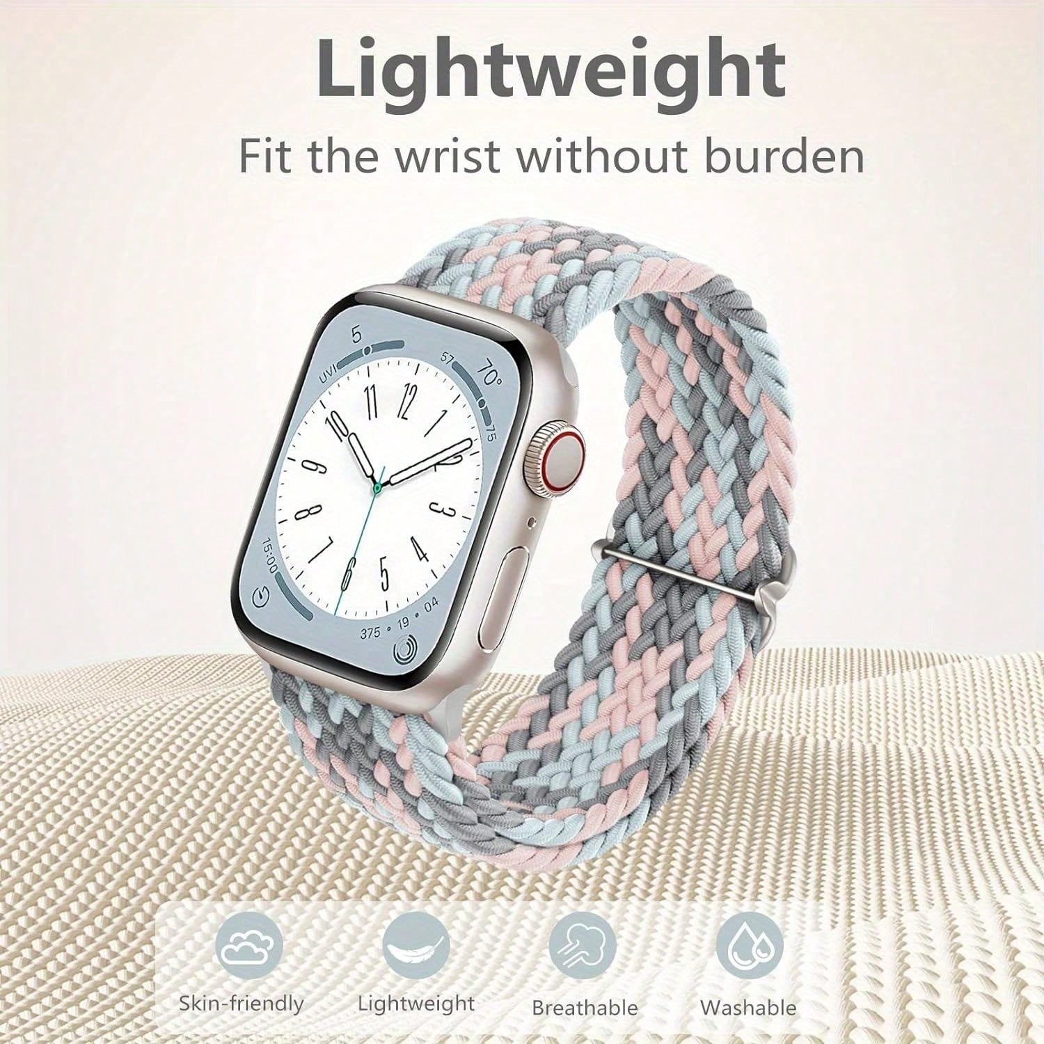 Shein - 4 Packs Braided Solo Loop Compatible With  Band 38Mm 40Mm 41Mm 42Mm 44Mm 45Mm 49Mm Women Men, Adjustable Stretchy Soft Nylon Strap For  9/8/7/6/5/4/3/2/1/Se/Ultra/Ultra 2
