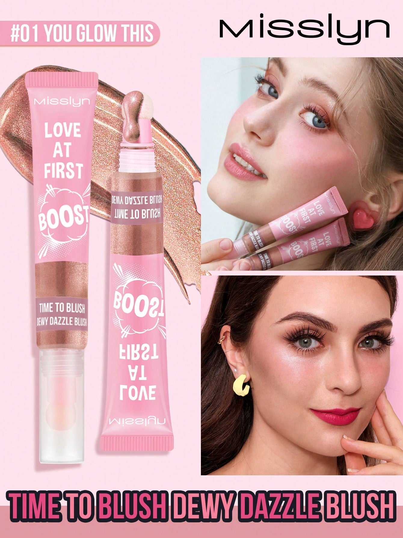 Shein - Missiyn Love At First Boost! Time To Blush Dewy Dazzle Blush, Cushion Tips Liquid Blush, Buildable & Blendable, Sheer Colors, Natural-Looking Finish, Skin Loving Formula, Enriched With Moisturing Ingredients, Brighten And Soften Skin