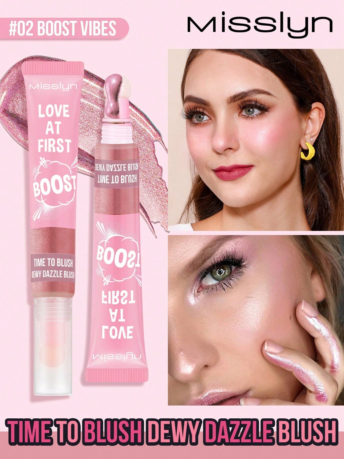 Shein - Missiyn Love At First Boost! Time To Blush Dewy Dazzle Blush, Cushion Tips Liquid Blush, Buildable & Blendable, Sheer Colors, Natural-Looking Finish, Skin Loving Formula, Enriched With Moisturing Ingredients, Brighten And Soften Skin