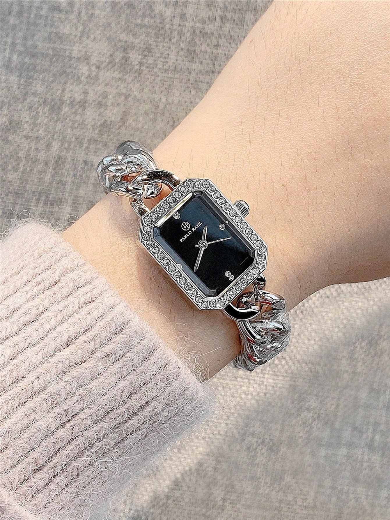 Shein - 1pc Women's Elegant Stainless Steel Bracelet Watch