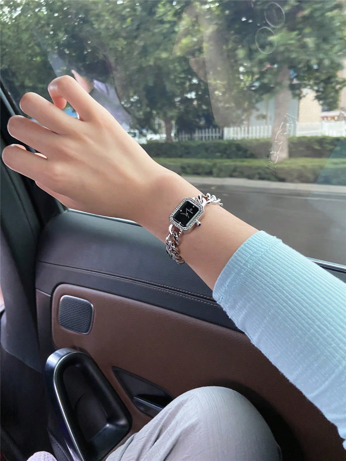 Shein - 1pc Women's Elegant Stainless Steel Bracelet Watch