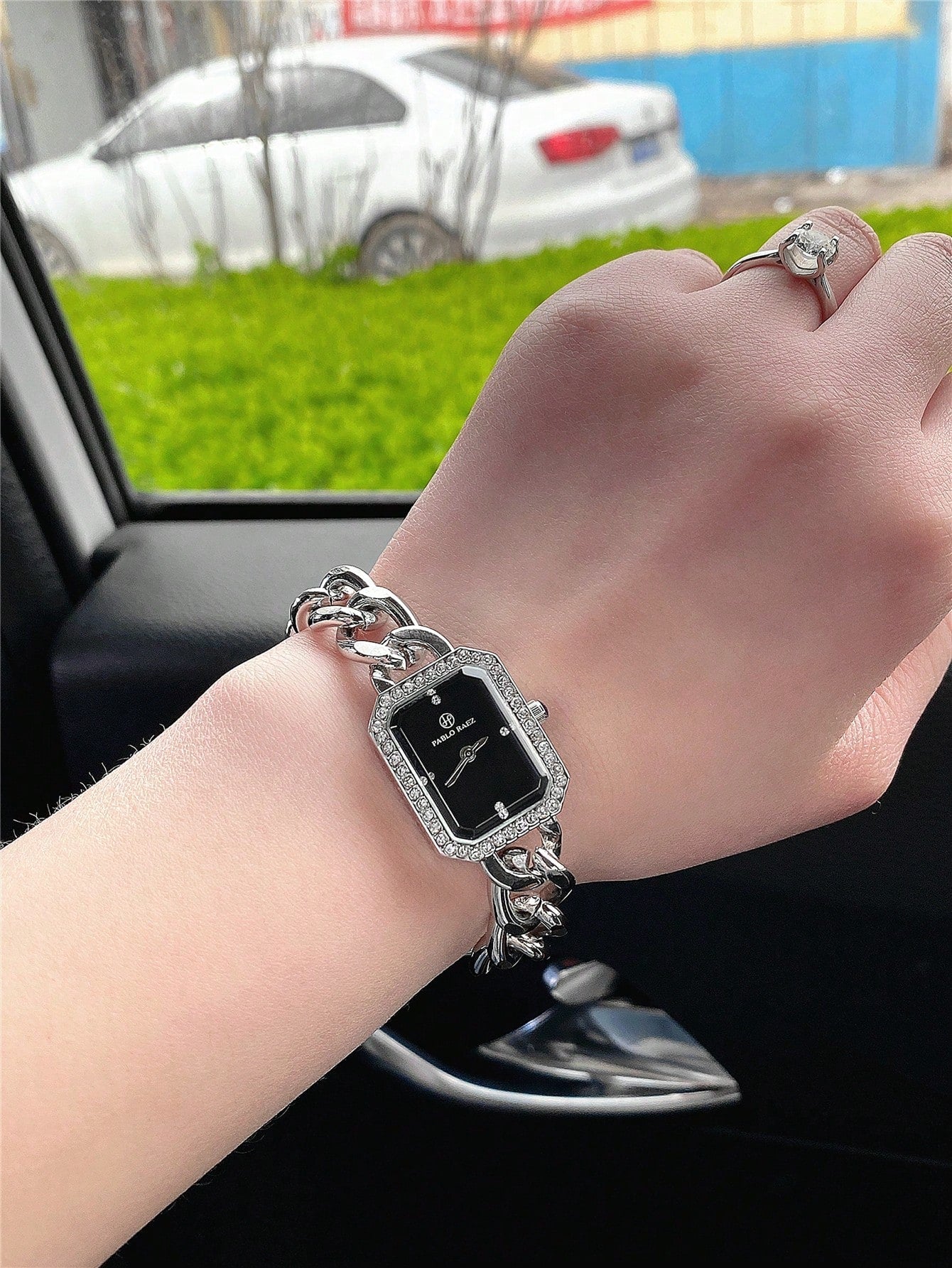 Shein - 1pc Women's Elegant Stainless Steel Bracelet Watch